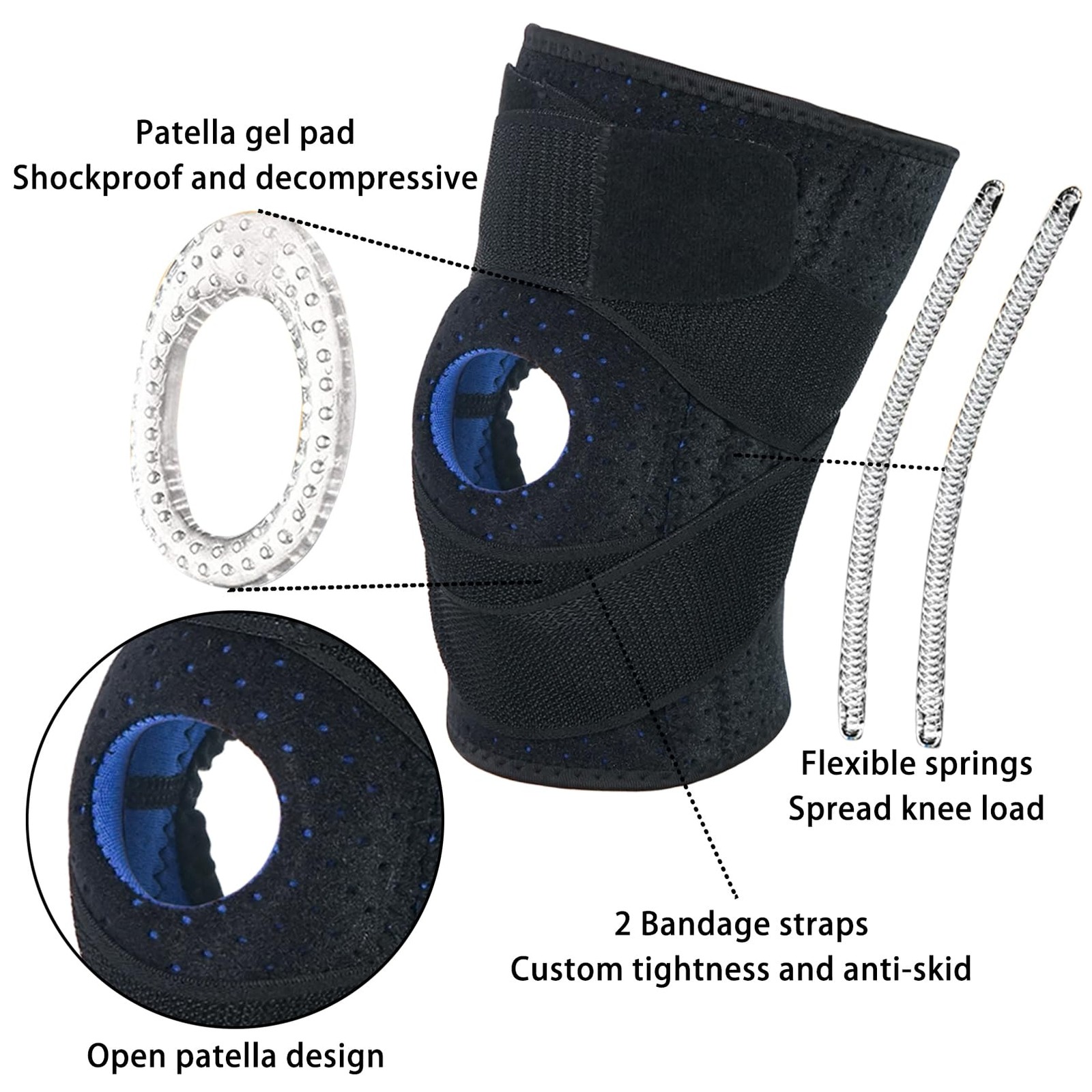 Luwint Plus Size Neoprene Knee Brace, Open Patella Stabilizer XL(253-330 lbs)