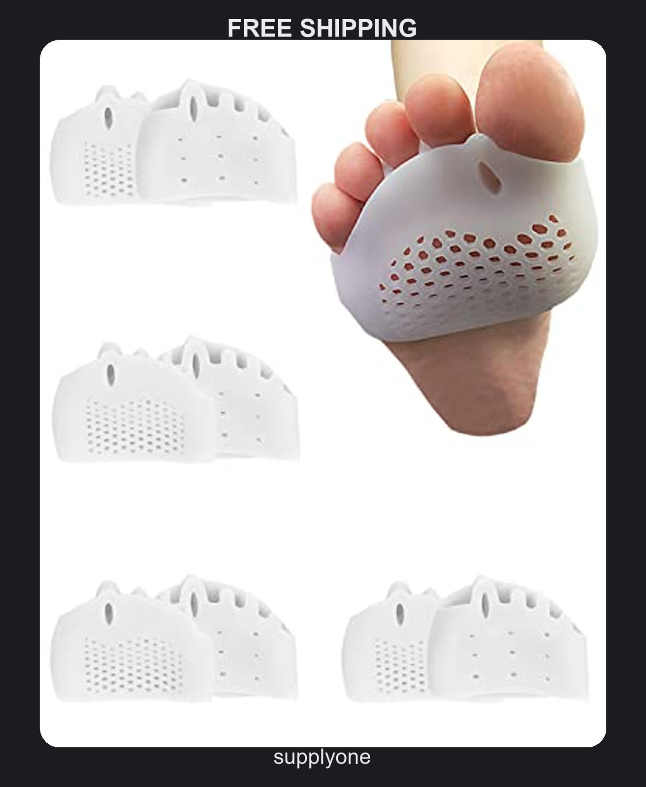 8 Pack Gel Toe Spacers and Metatarsal Pads for Bunion and Foot Pain Relief