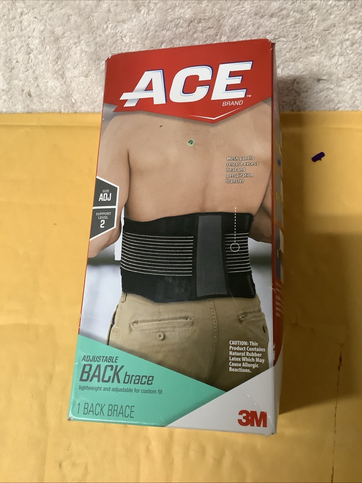 3M Ace Adj. Back Brace Lightweight Lumbar Abdominal Support Level 2 Open Box J34