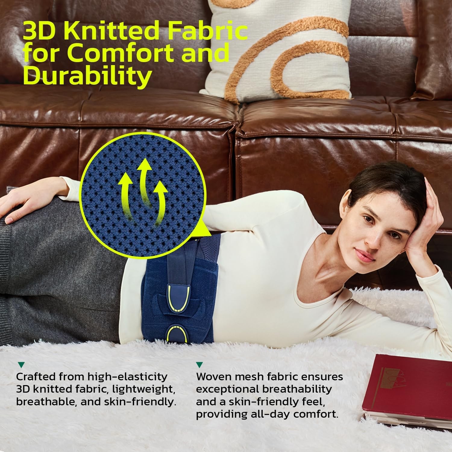 Adjustable Back Brace for Lower Back Pain Relief, Lumbar Support Belt, Dual Comp