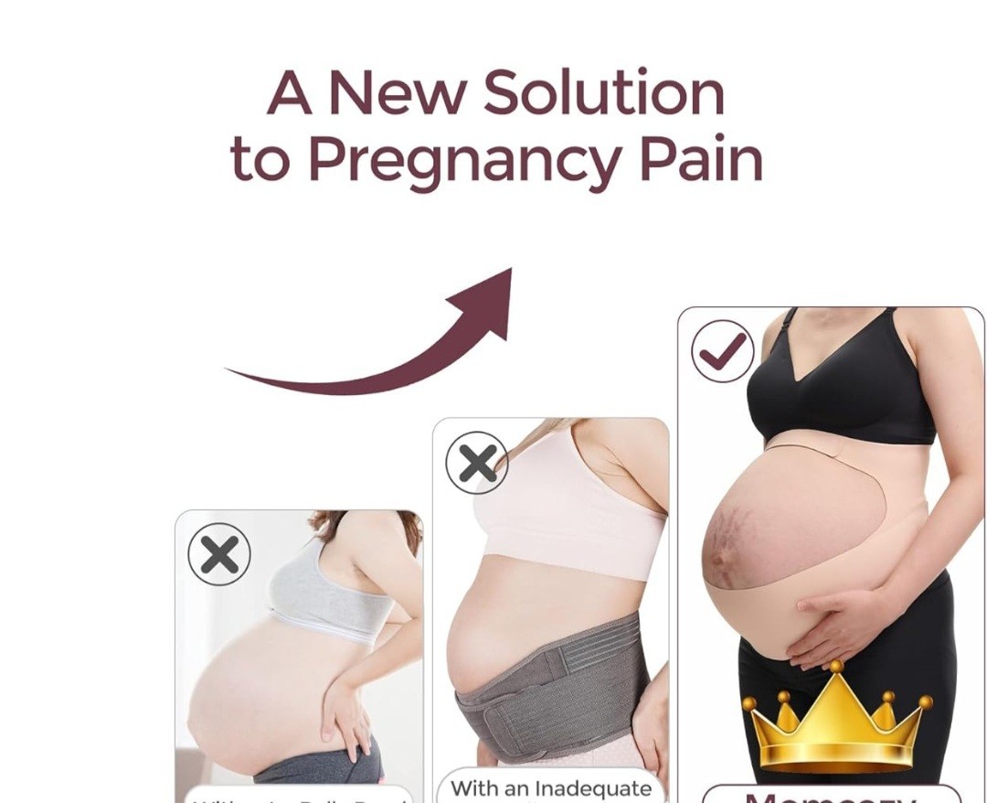 Adjustable Maternity Belly & Back Support Belt, One Size, Beige Waist Band