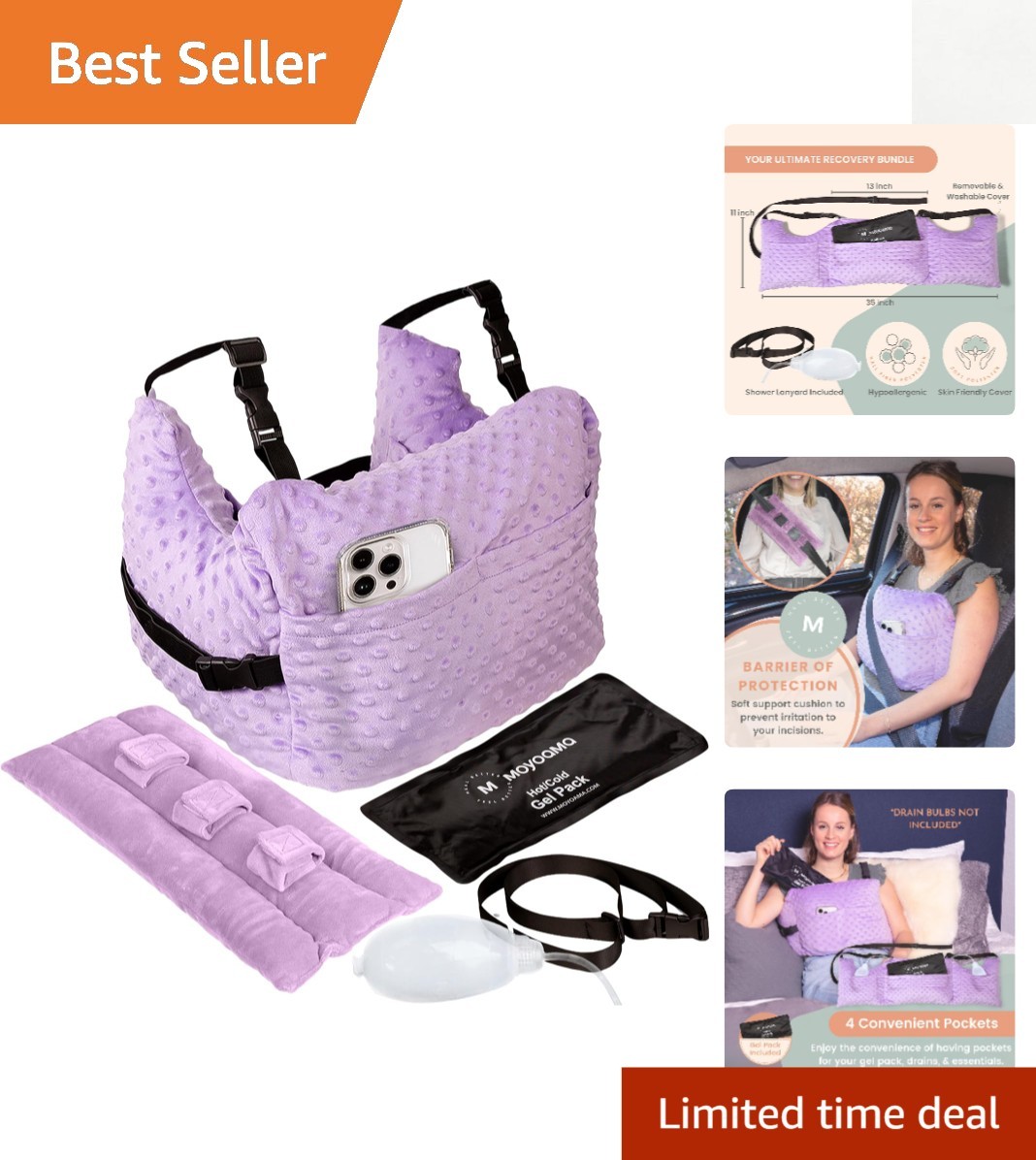 Post Mastectomy Pillow – Post Surgery Pillow for Car, Breast Reduction & Augment