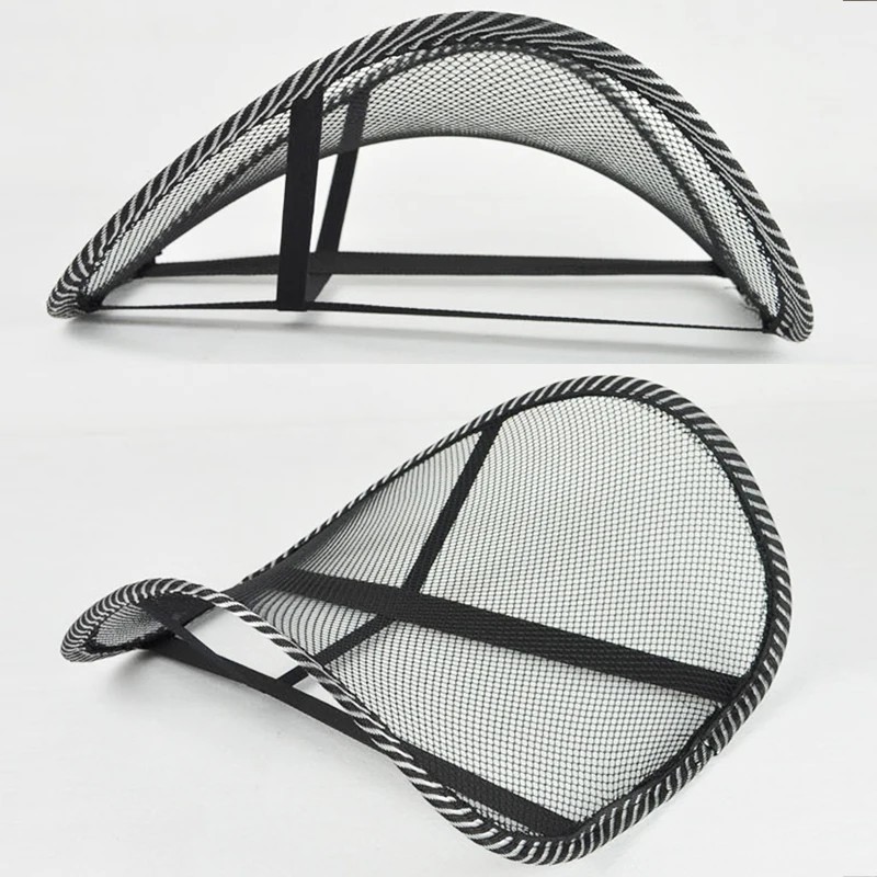Car Seat Back Support Breathable Mesh Back Lumbar Support Cushion w/Massage Bead