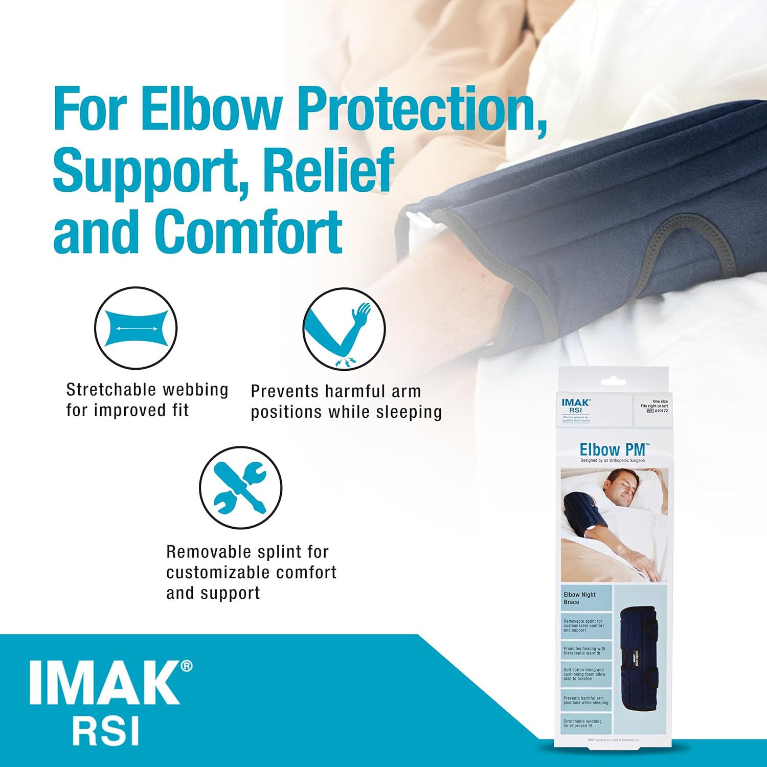 IMAK RSI Elbow PM – Nighttime Elbow Brace & Immobilizer for Cubital Tunnel Synd