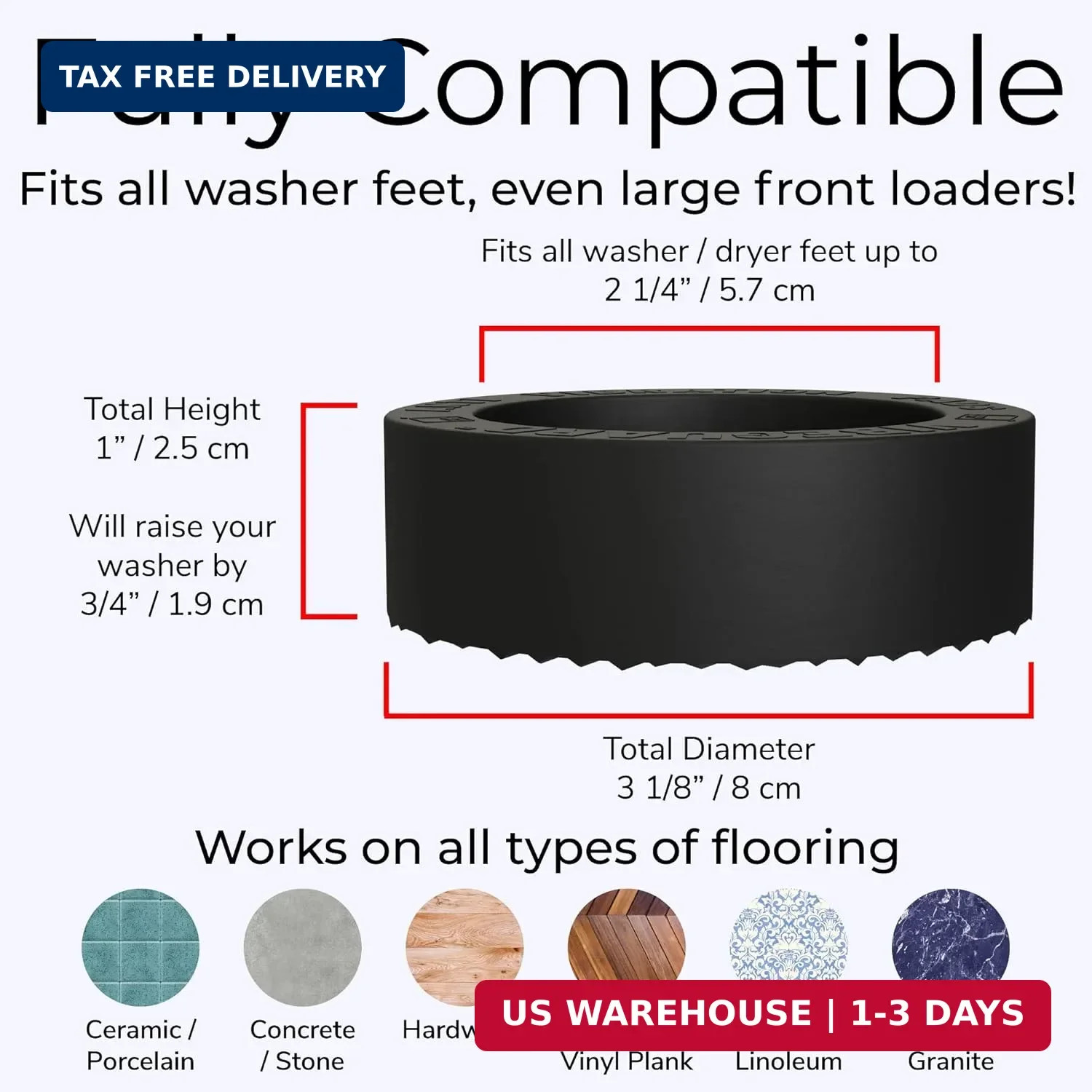 Anti Vibration Pads for Washing Machine featuring 3D TrianGrip & FREE Level Tool