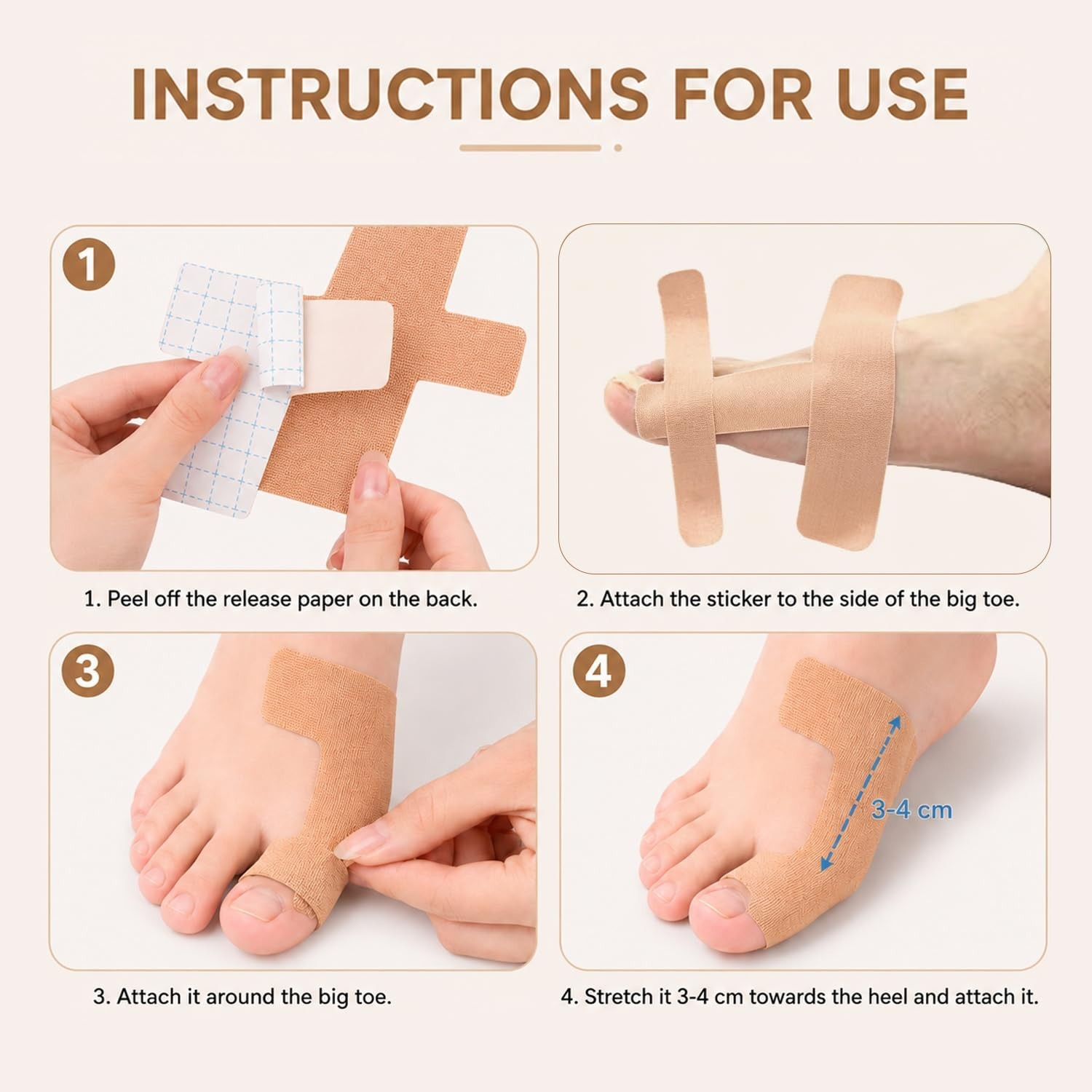 Bunion Corrector Tape Kit 40Pcs Pre-Cut Toe Support Strips Breathable