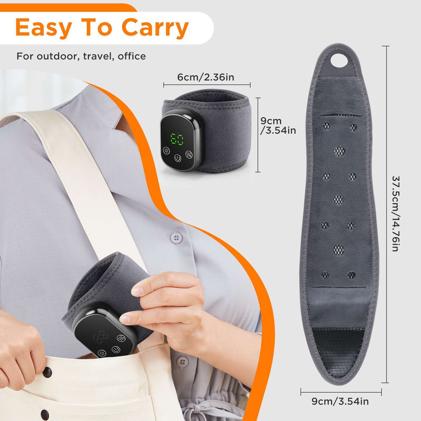 USB Rechargeable Heated Wrist Massager with Vibration Hand Brace for Pain Relief