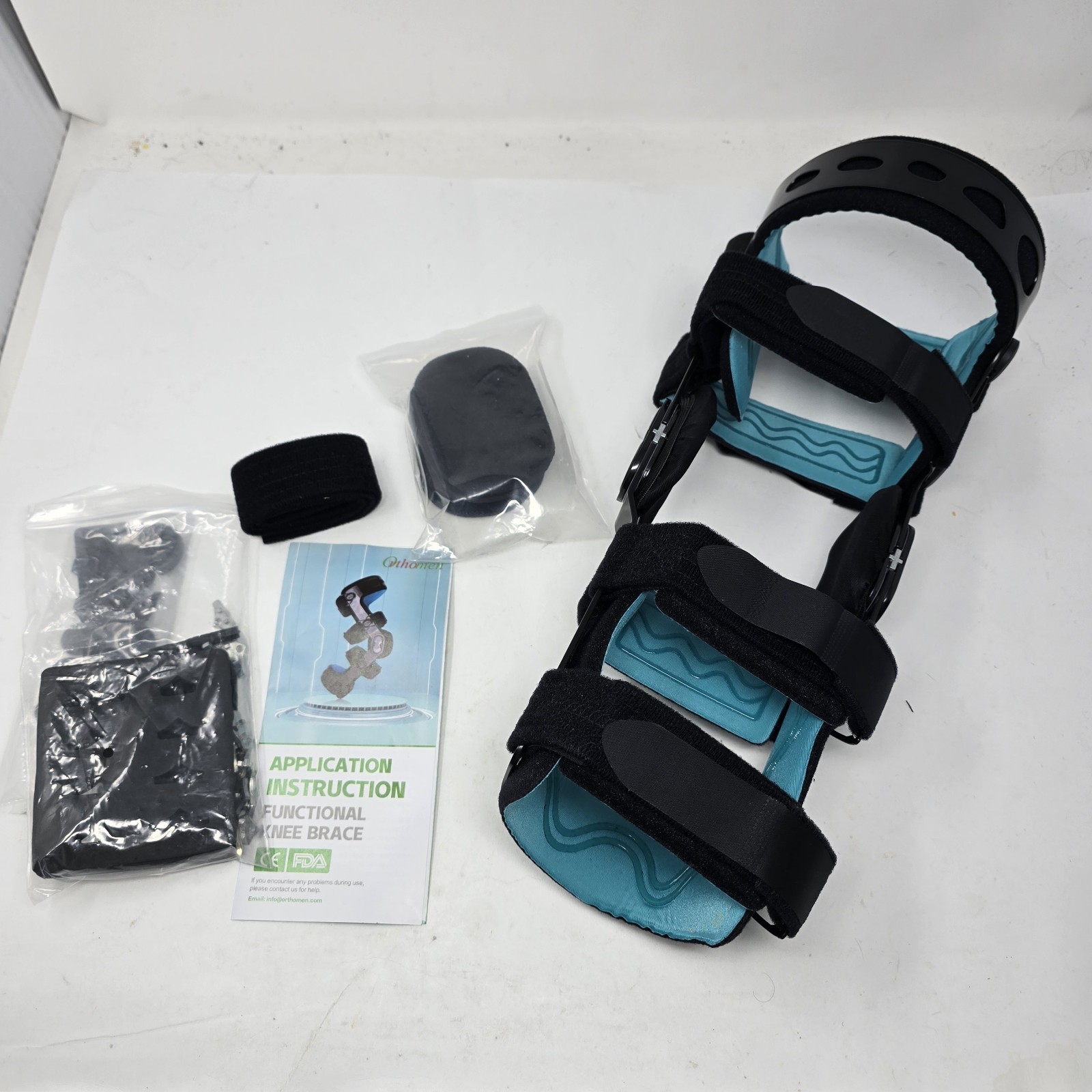Orthomen Black Adjustable M-L LefHinged Orthopedic Functional Knee Brace For ACL