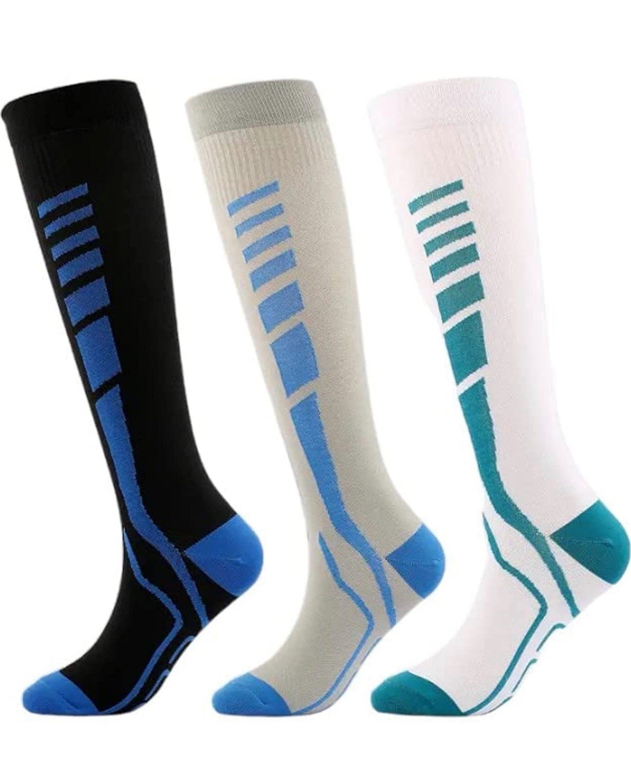 3 Pairs Compression Socks Men Women L/XL Knee High Extra Wide Calf