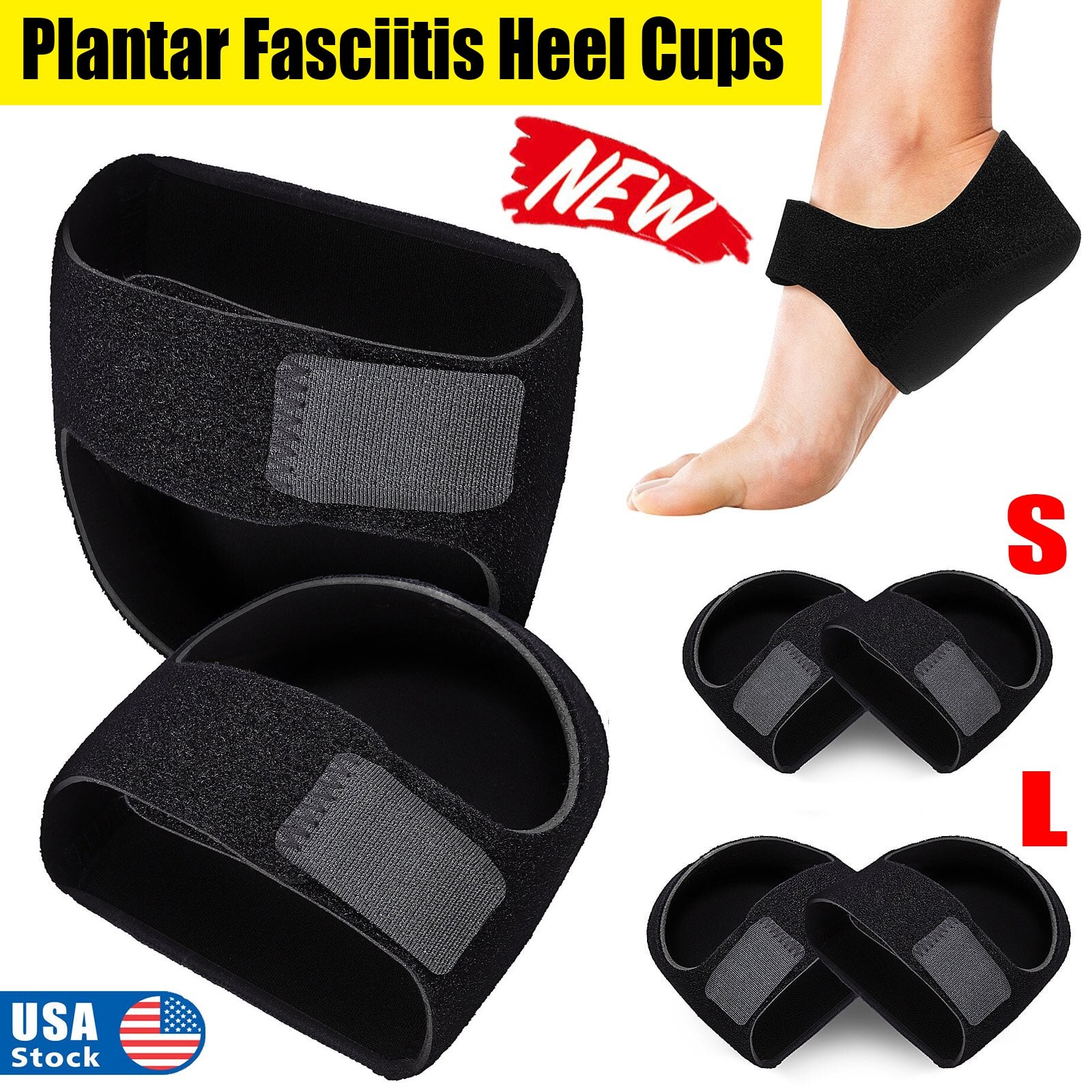 Plantar Fasciitis Gel Heel Cushions U Shape Heel Cups Foot Support Men Women