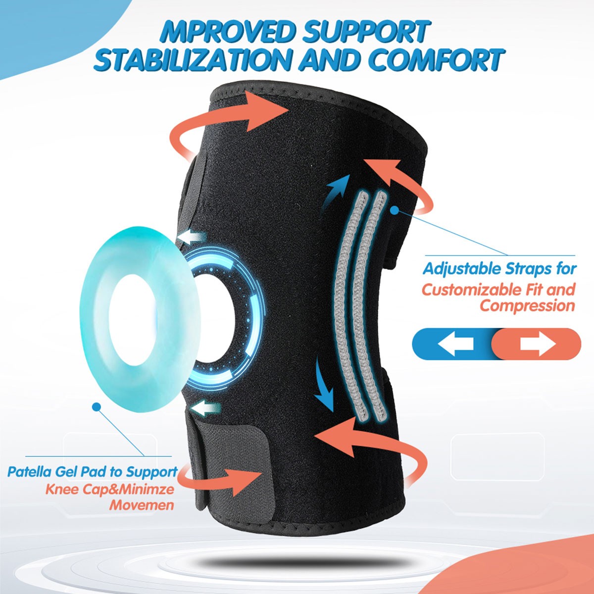Knee Sleeve Compression Brace Support For Sports Joint Pain Arthritis Relief Gym