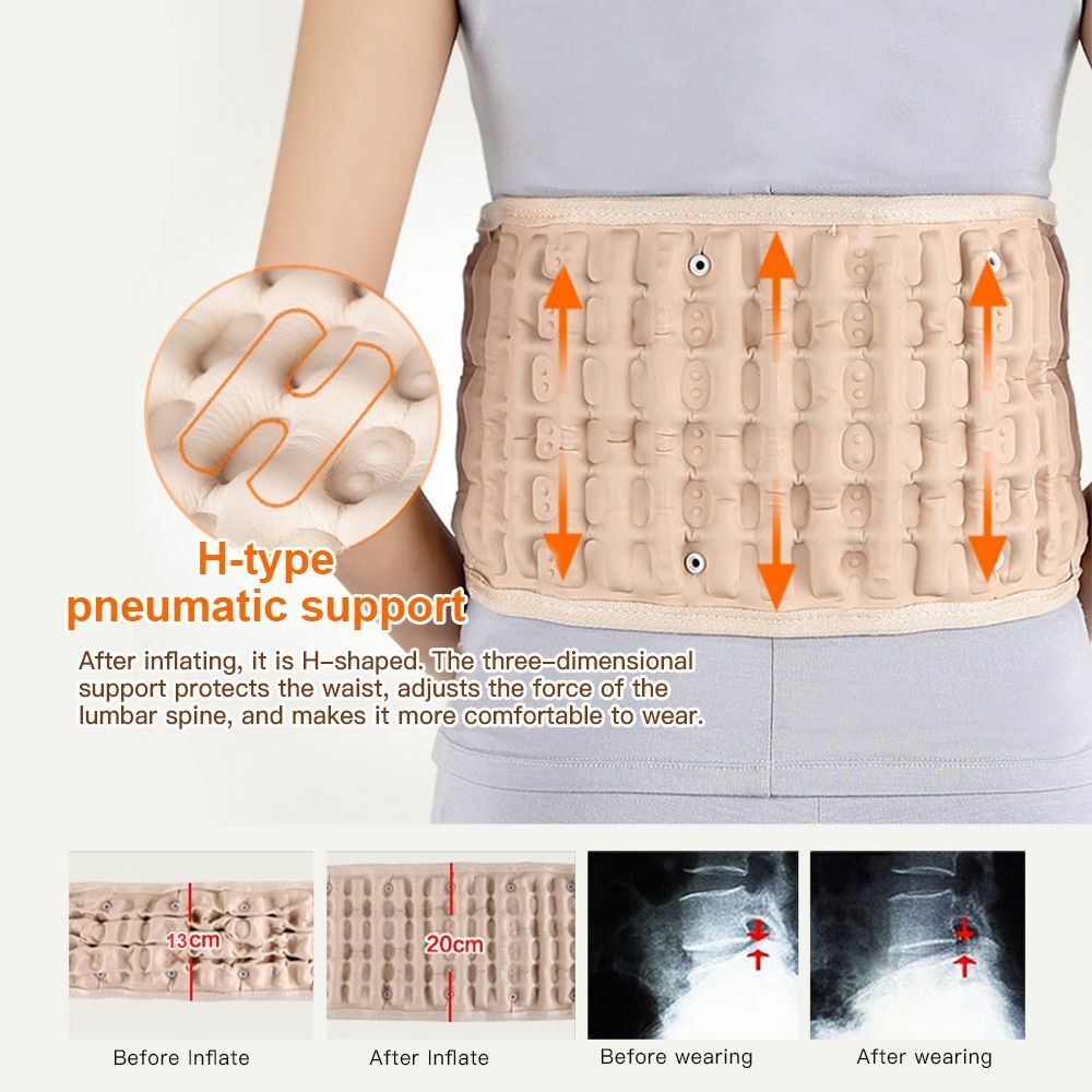 Lumbar Support Decompression Waist Air Traction Brace Spinal Back Relief Belt