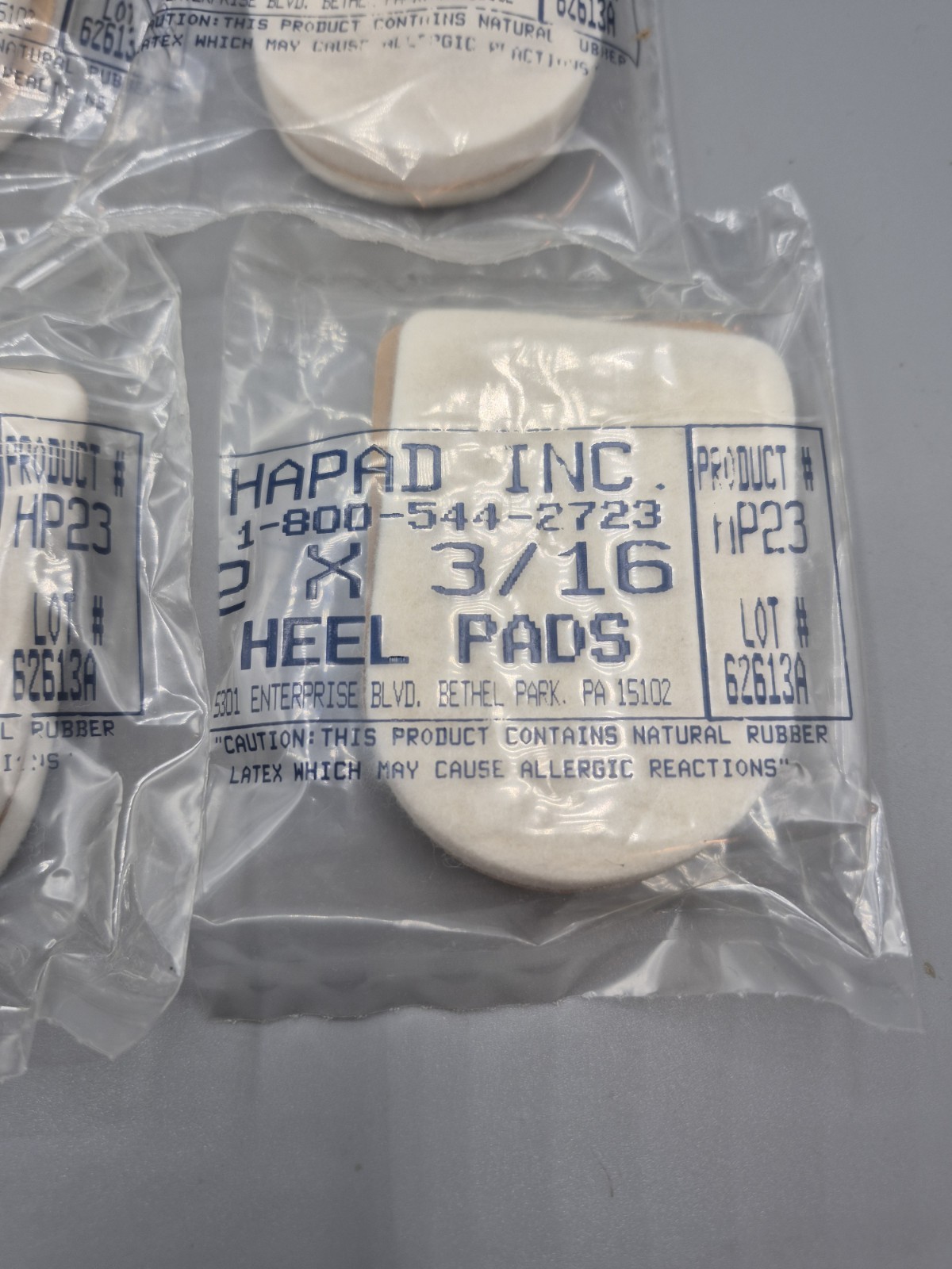 Lot of 6 Pair Hapad Wool Felt Heel Lifts 2″ X 3/6 Cushion Support Free Shipping