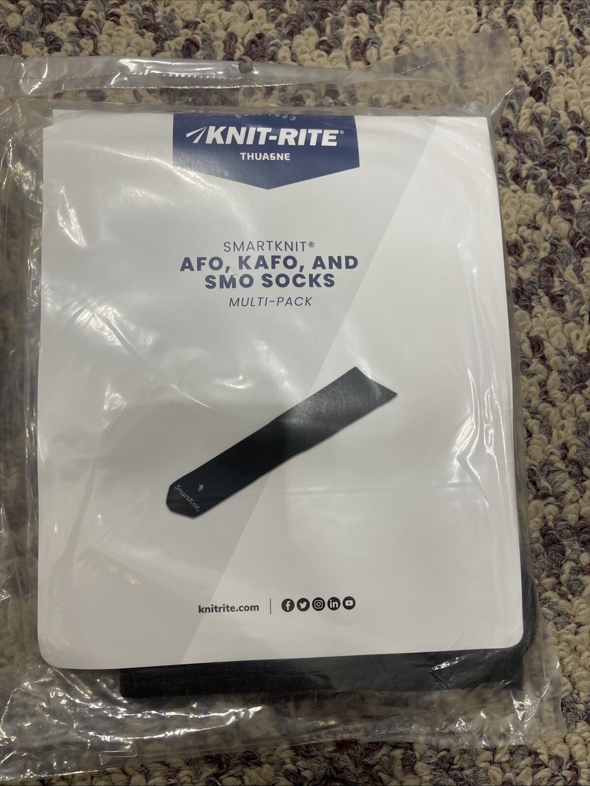3 Pair Knit rite Socks Child Small AFO/ KAFO/SMO, Black, Gray, White