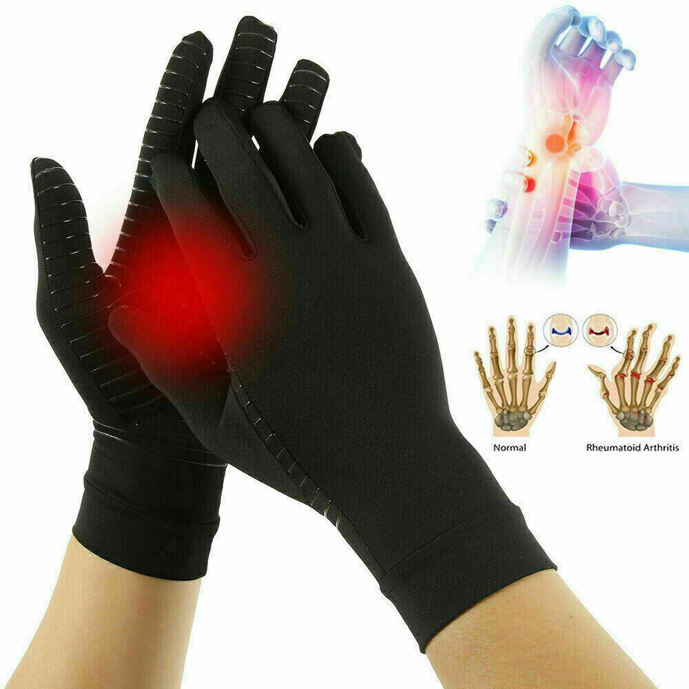 Copper Arthritis Compression Gloves Hand Support Joint Pain Relief Full Finger