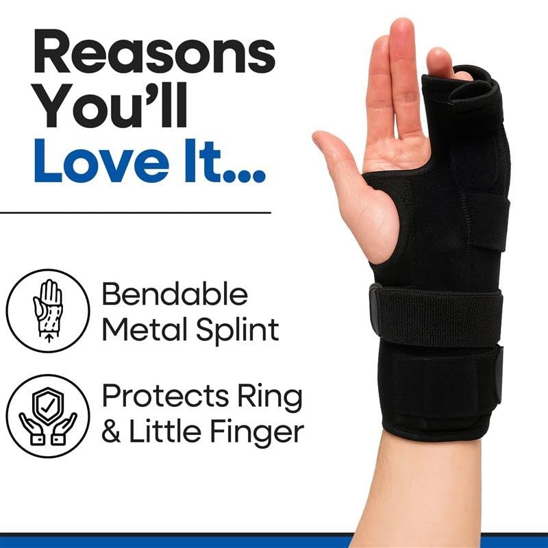 Pinky Finger Splint Boxer Fracture Brace | Ulnar Gutter Medium Black Right Hand
