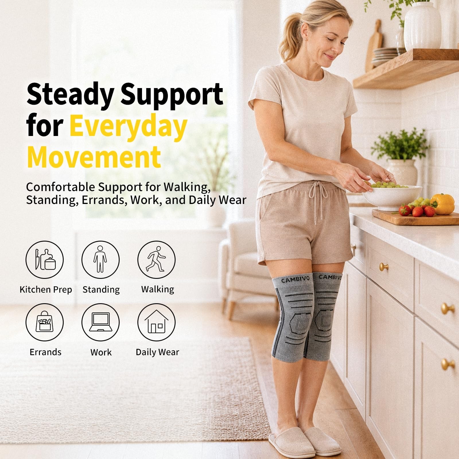 2 Pack Knee Brace Compression Sleeves for Men & Women | Lightweight Support, Pai
