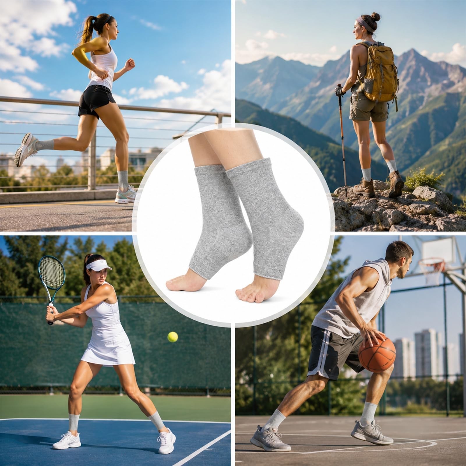 Compression Ankle Support Sleeves – Bamboo Rayon Foot Care Socks for Men & Women