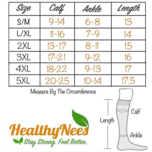HealthyNees Seniors Care Footless 15-20 mmHg Compression Shin 3X-Large Black