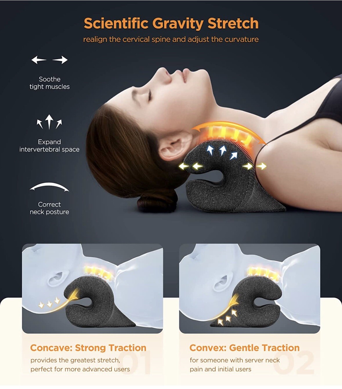 3S Heated Neck Stretcher for Pain Relief, Magnetic Therapy Case/Graphene Heating