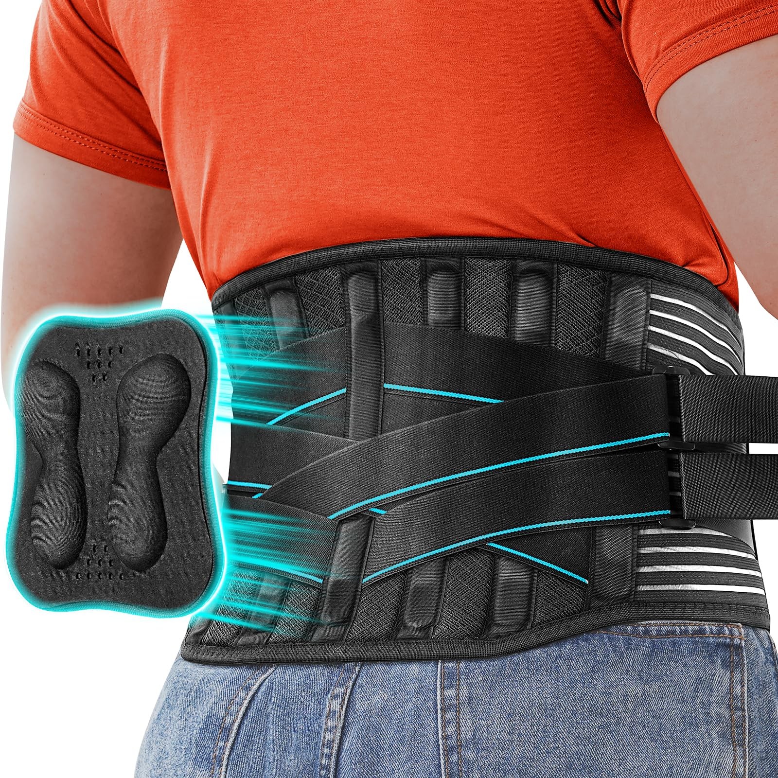KOPUREY Plus Size Back Brace for Men Women with 9X Strong Support, Idea for L…