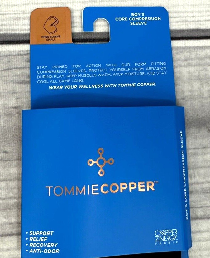 TOMMIE COPPER CORE COMPRESSION KNEE SLEEVE Youth Boy Size Small BLACK NEW!!