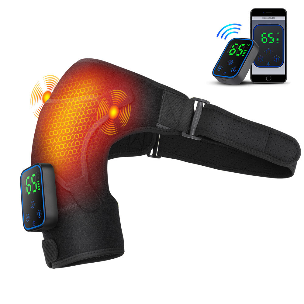 APP Control Cordless Shoulder Brace Massager Heating Vibration for Pain Relief