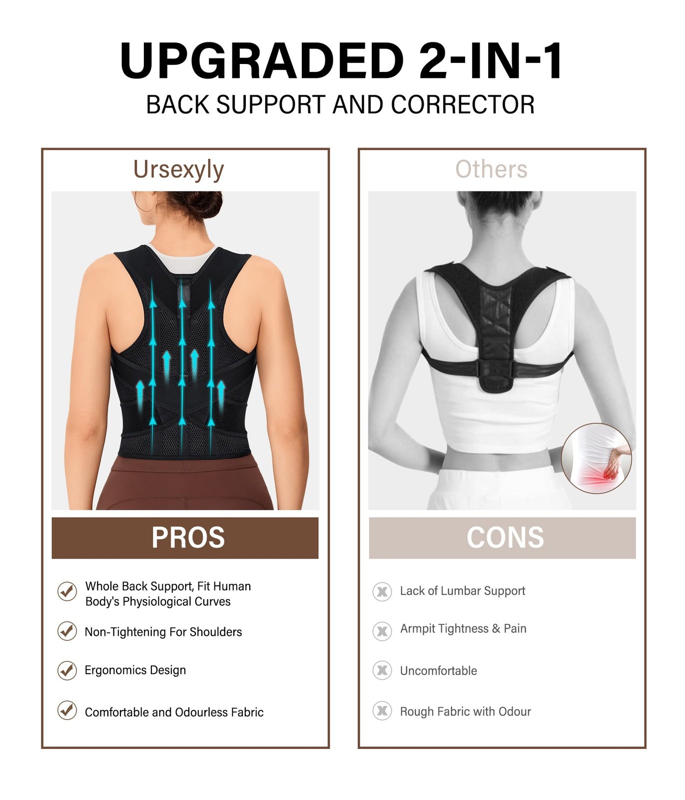 URSEXYLY Back Brace Posture Corrector for Women Breathable Small, Black