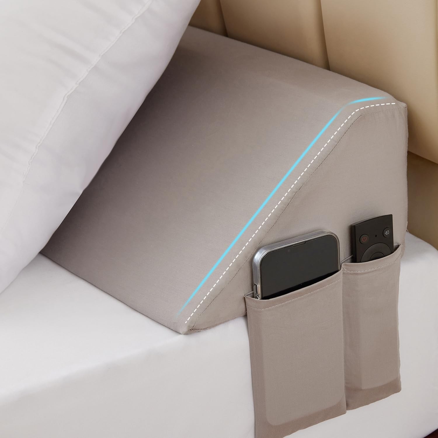 Bedluxe King Bed Wedge Pillow for Headboard, King(76″x10″x6″-Large), Grey