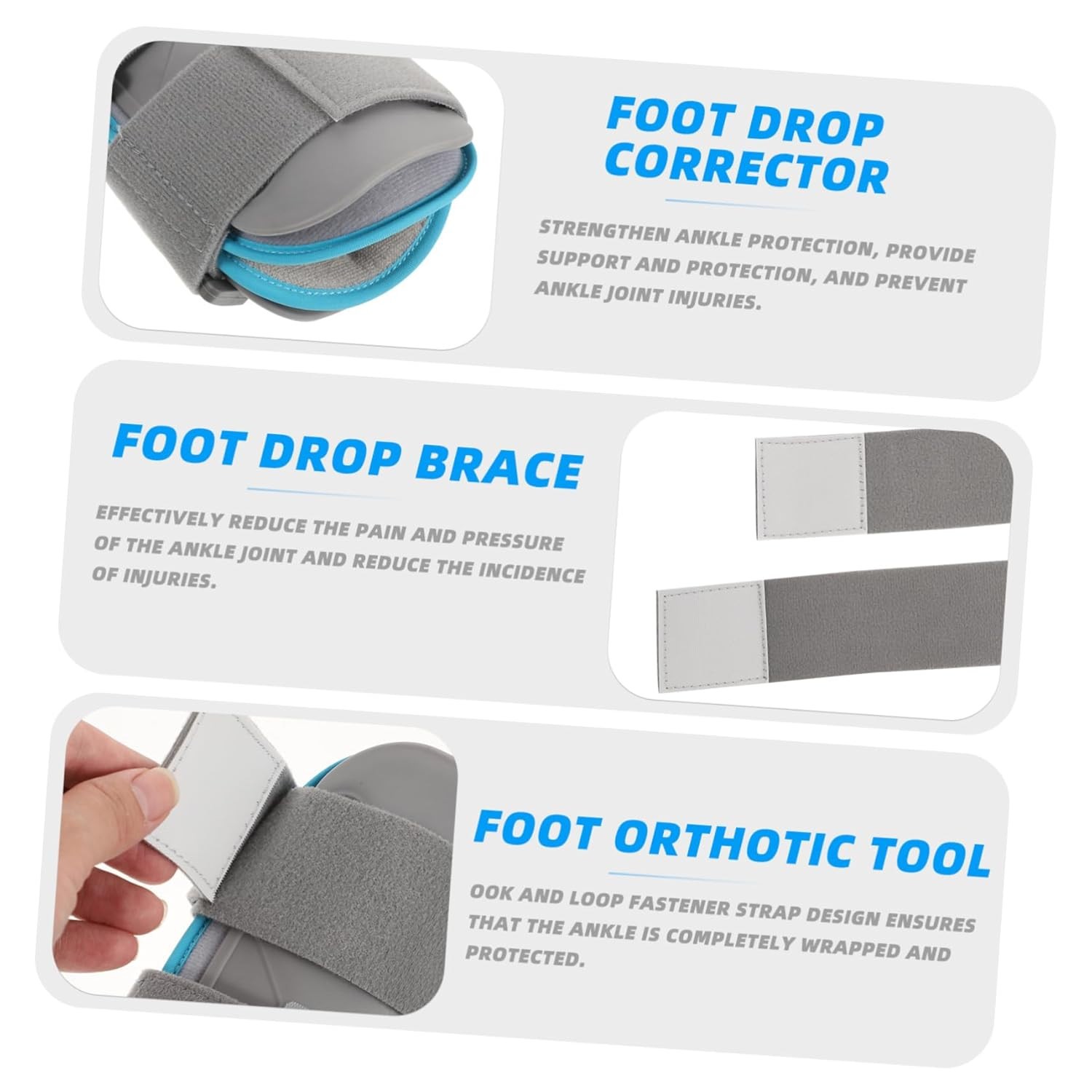 Collbath Foot Drop Brace Plantar Fasciitis Splint Adult Gray One Size