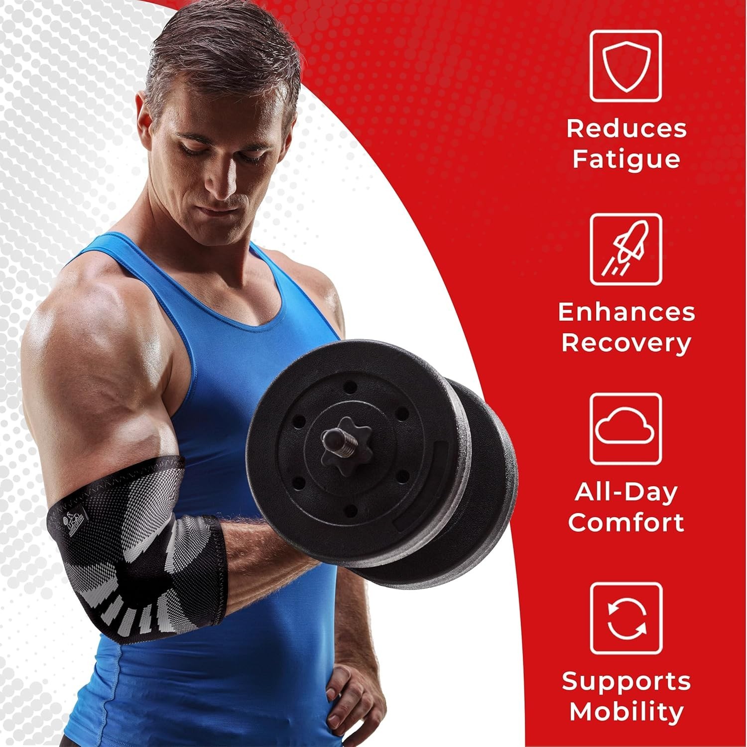 Adjustable Elbow Brace for Tennis & Golf – Durable Compression Sleeves – 2 Pack