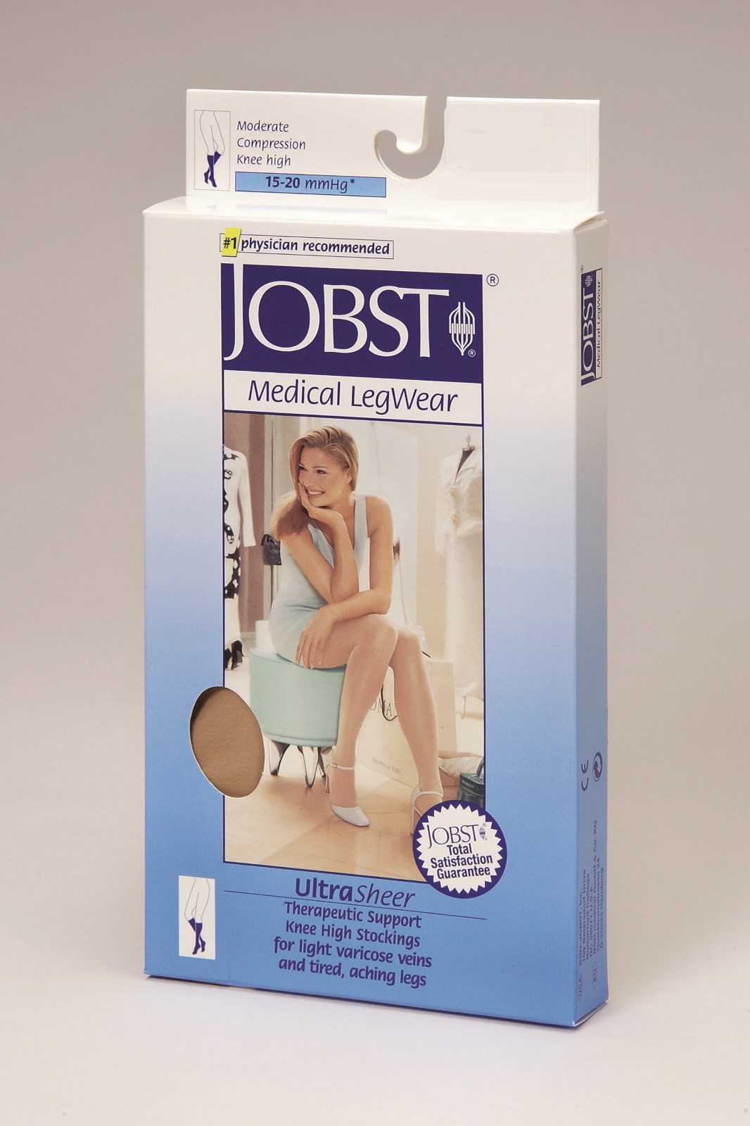 Jobst Womens Ultrasheer Knee High Stockings 15-20 mmhg Supports Diamond Pattern