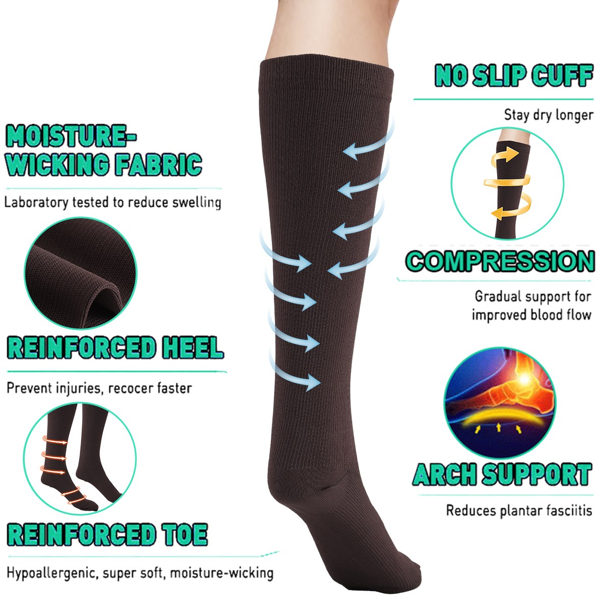 4-Pair (S-XXL) Compression Socks Stockings 20-30mmHg Graduated Support Men Women
