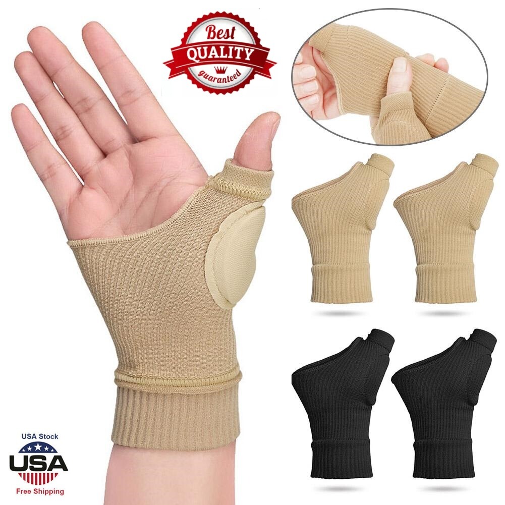 2PAIR Thumb Wrist Rest Compression Sleeve Adult Elastic Thumb Splint Glove Liner