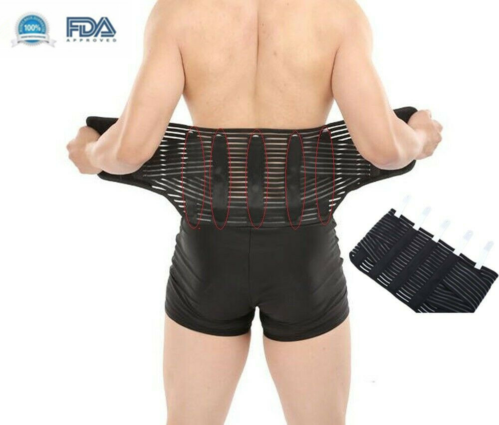 Back Support Brace Belt Lumbar Lower Waist Double Adjust Steel Strip Support FDA