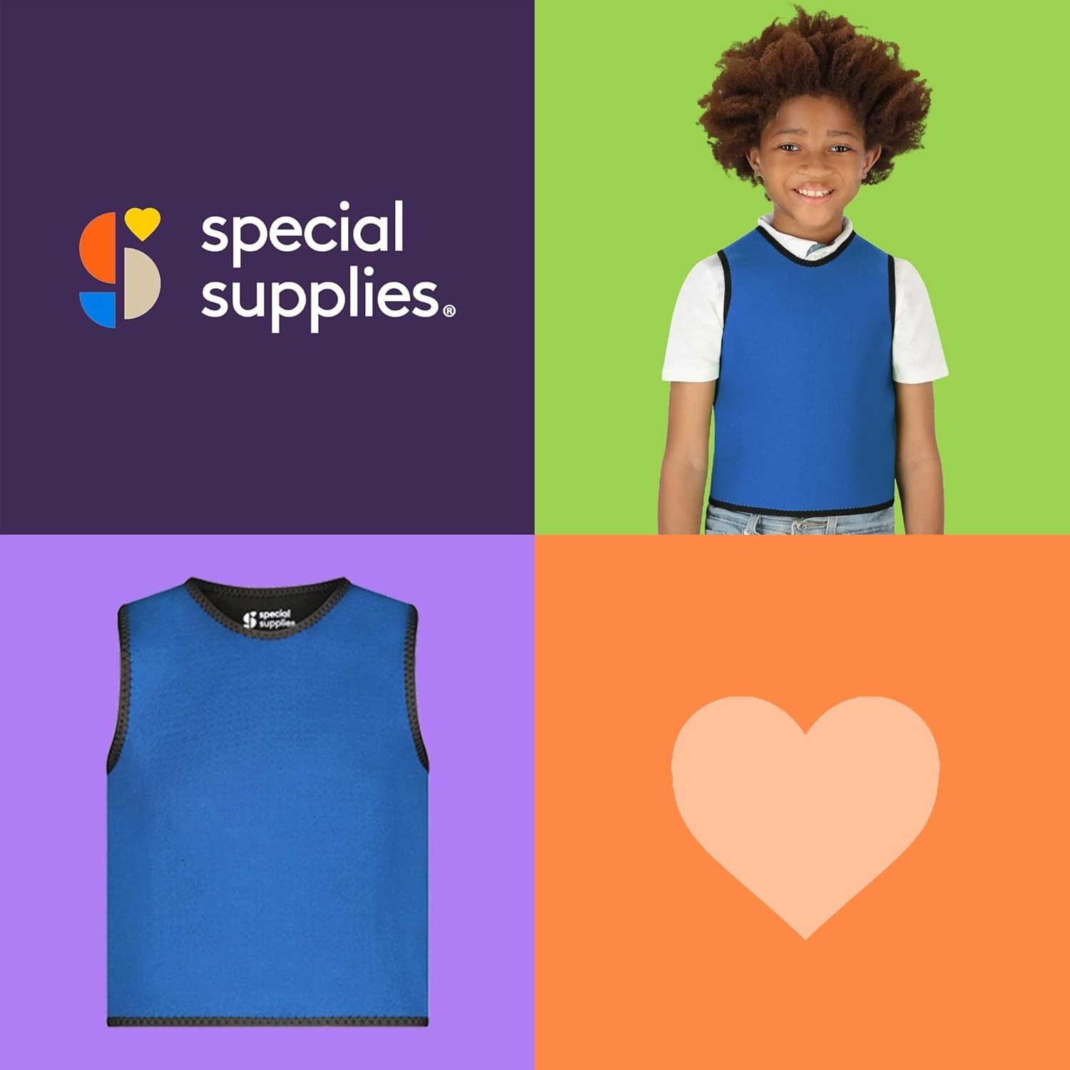 Sensory Compression Vest Deep Pressure Comfort Blue, Small