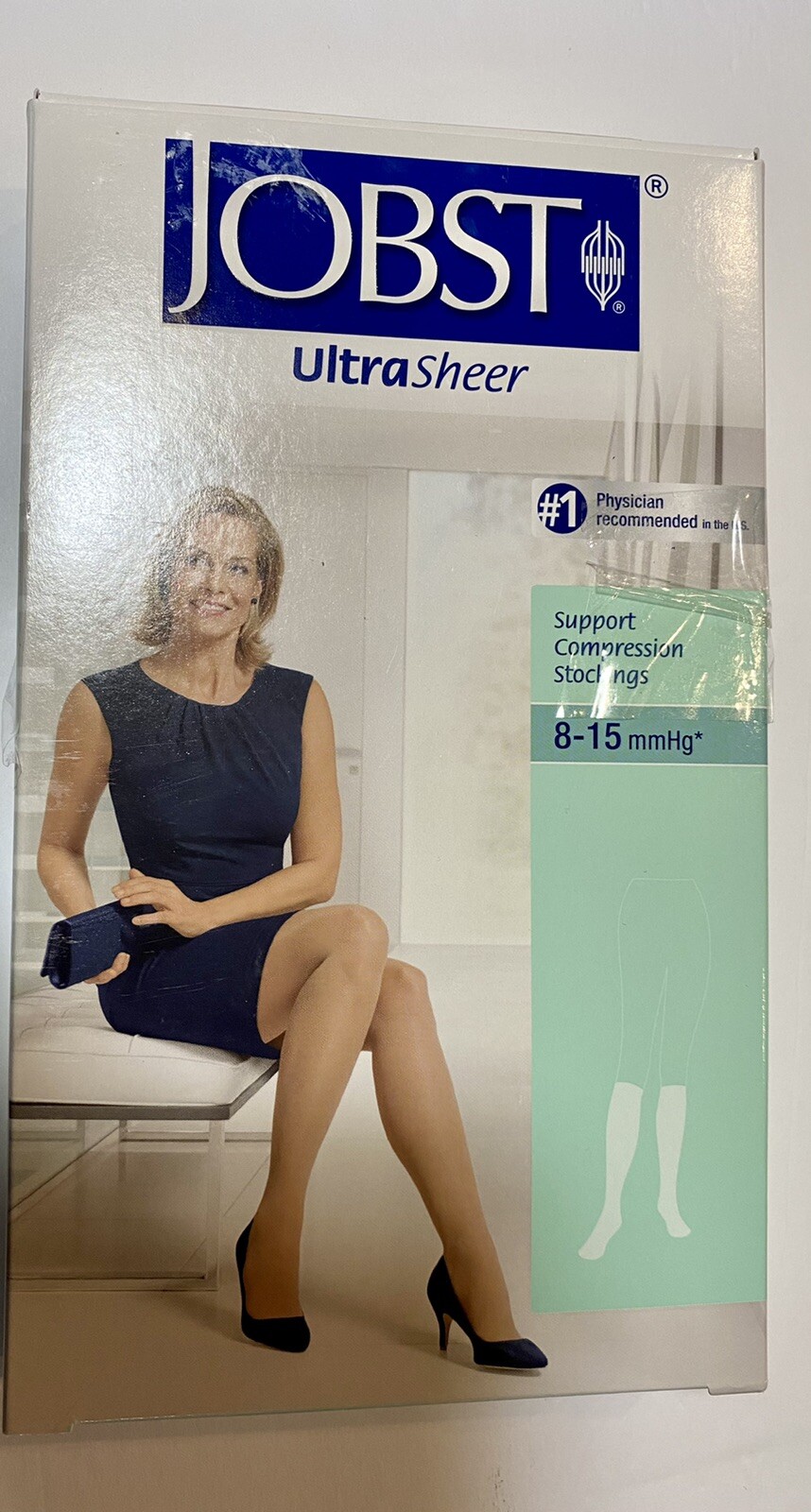 JOBST UltraSheer Knee High Compression Stockings Closed Toe Black 8-15mmHG