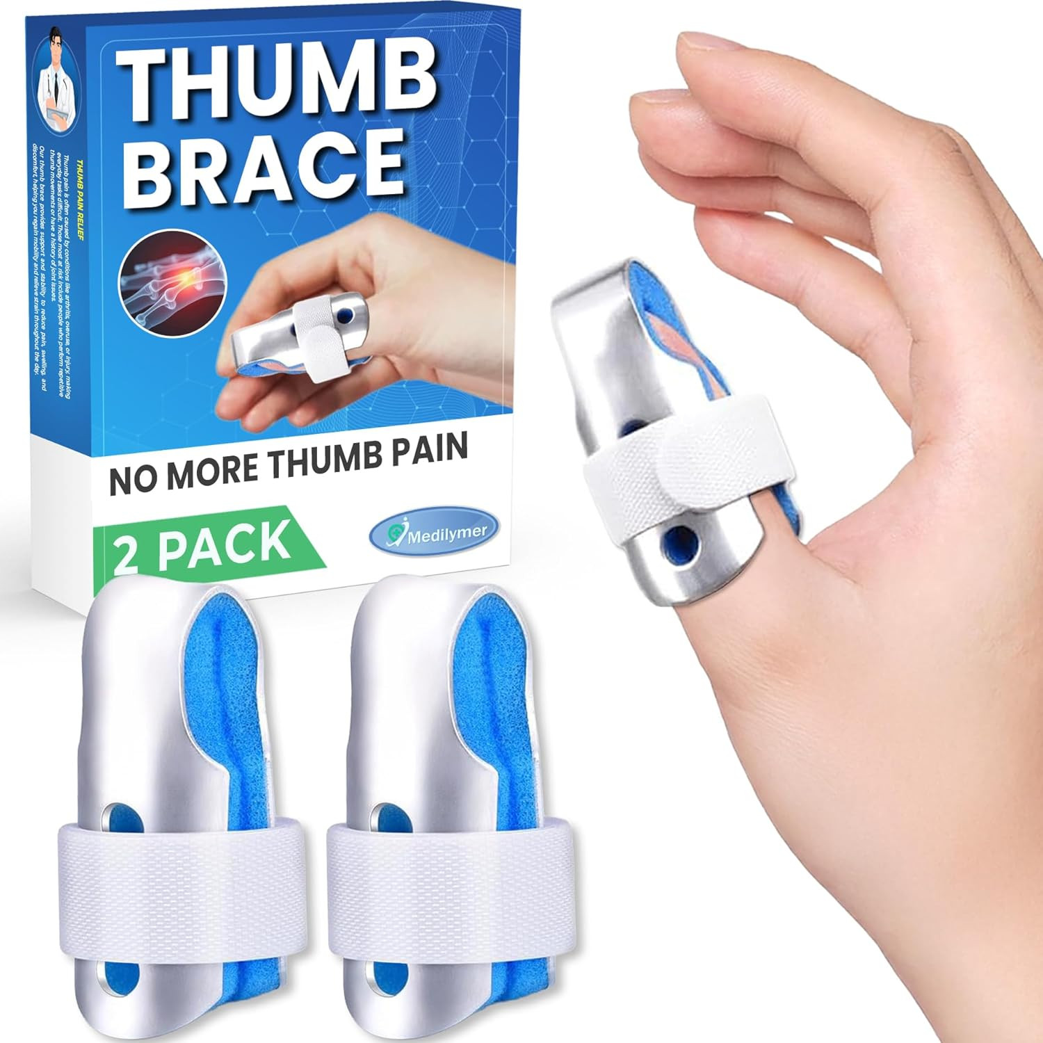 Thumb Brace (2 Pack) Trigger Thumb Splint, Thumb Splint for Pain Relief, Thumb S