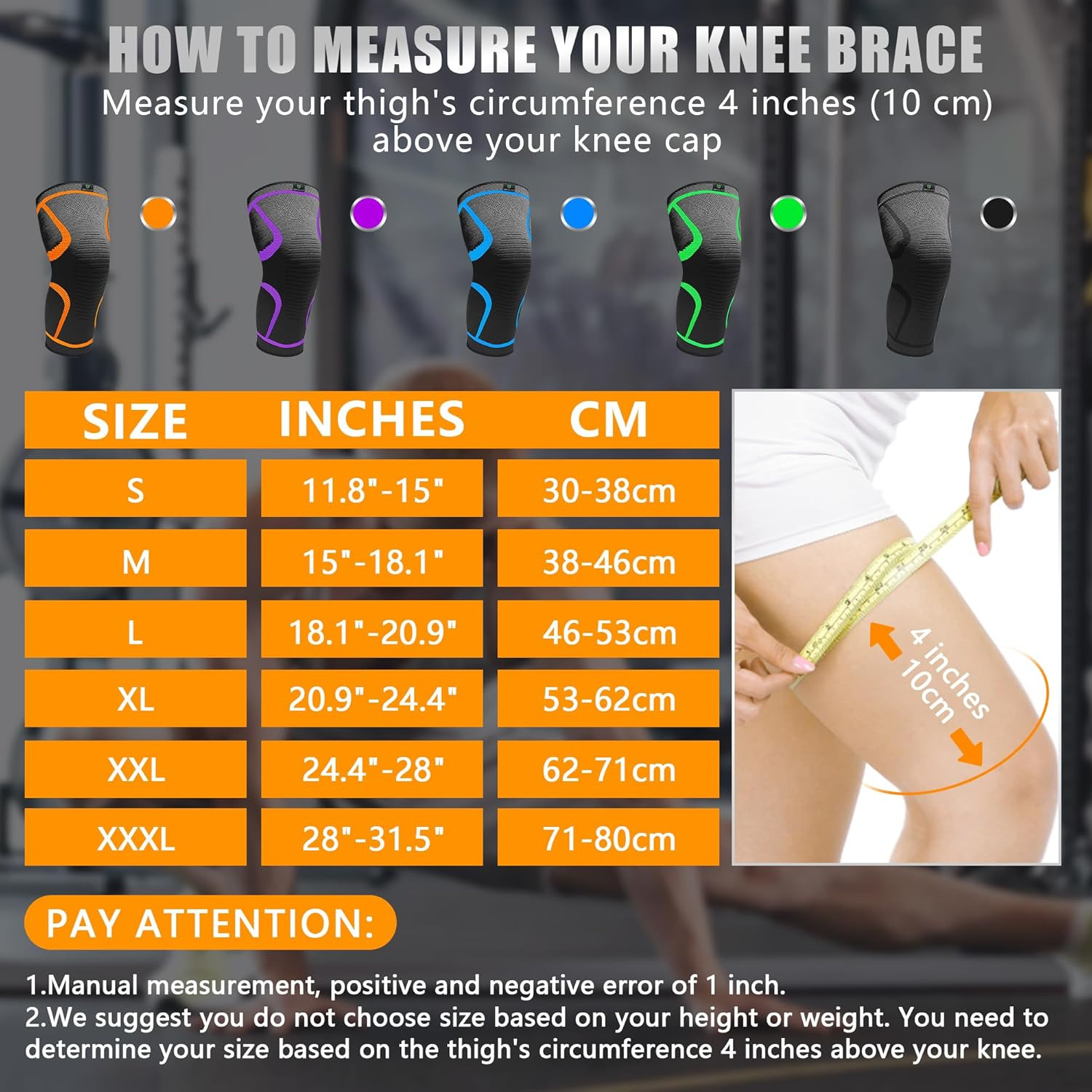 2 Pack Knee Braces for Running Knee Pain, Compression Knee Brace for Women & Men