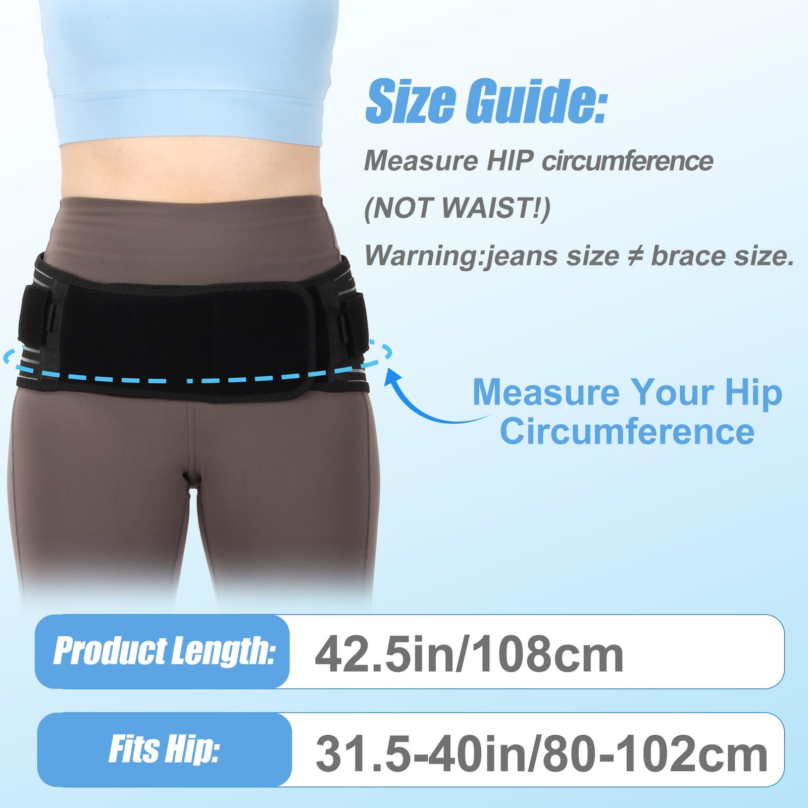 Sacroiliac SI Joint Hip Belt for Sciatica, Lower Back, Leg & Pelvic Pain Relief