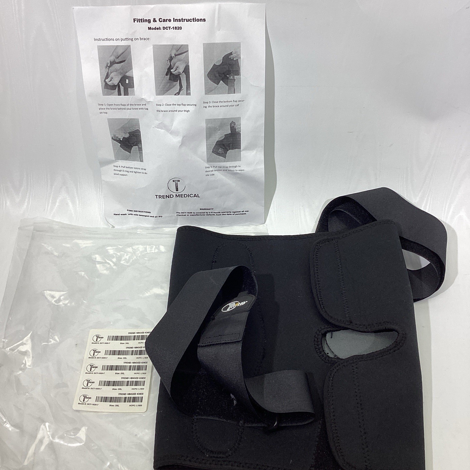 Trend Medical Hinged Knee Brace – Post-Op Rehab DCT-1820 Hook/Loop Size 3X