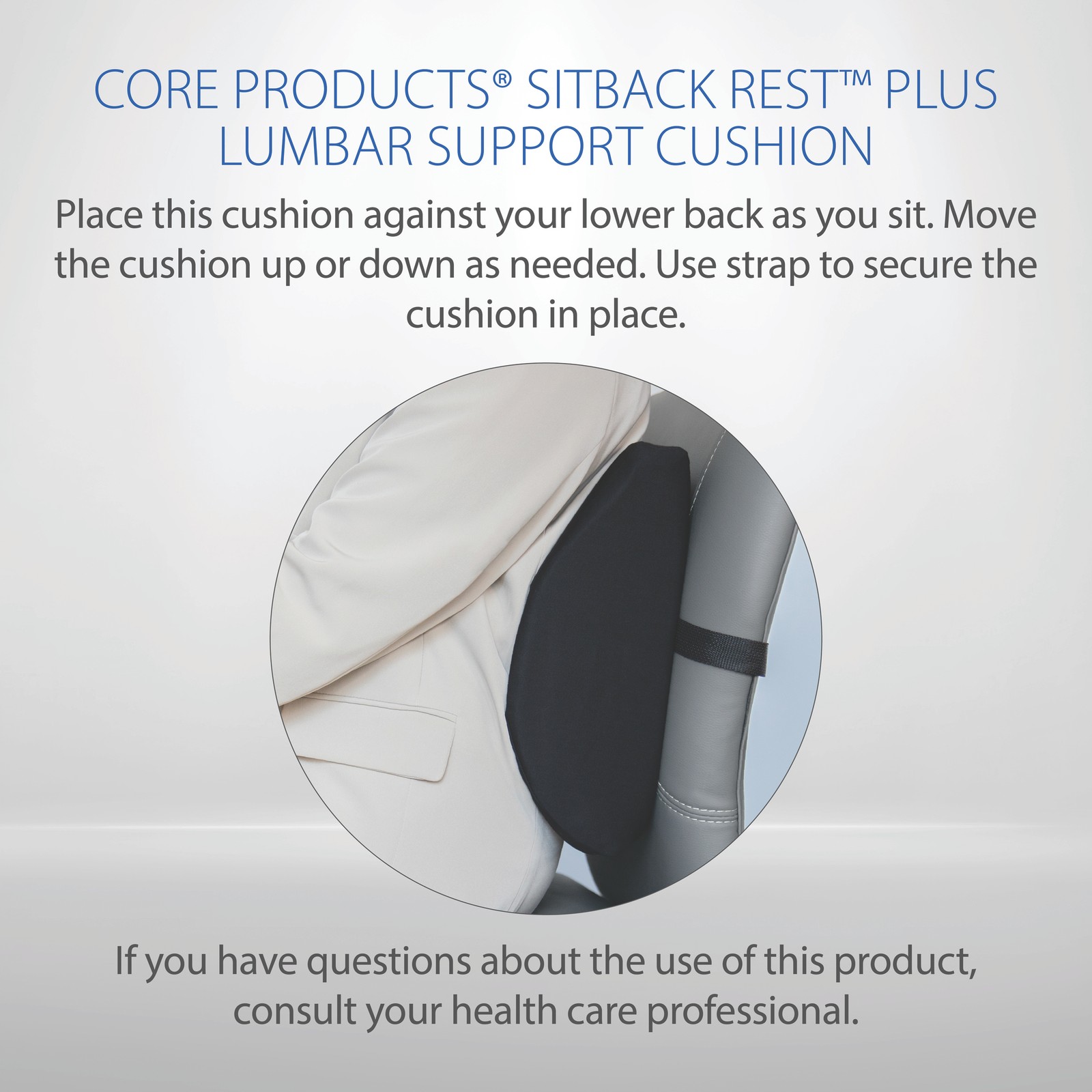 Core Products Sitback Plus Lumbar Wide Support Chair Cushion Car Travel Work USA