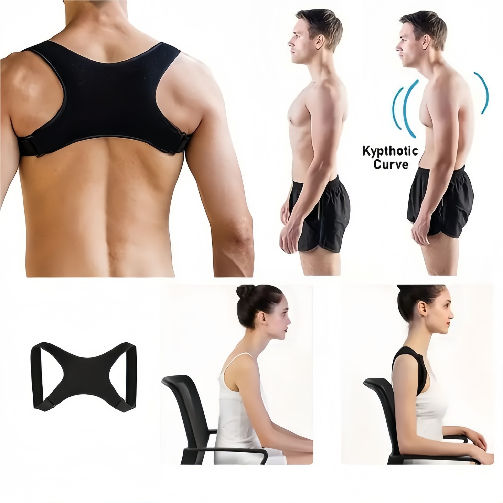 Adjustable Back Posture Corrector Shoulder Support Correct Brace Belt Men Women