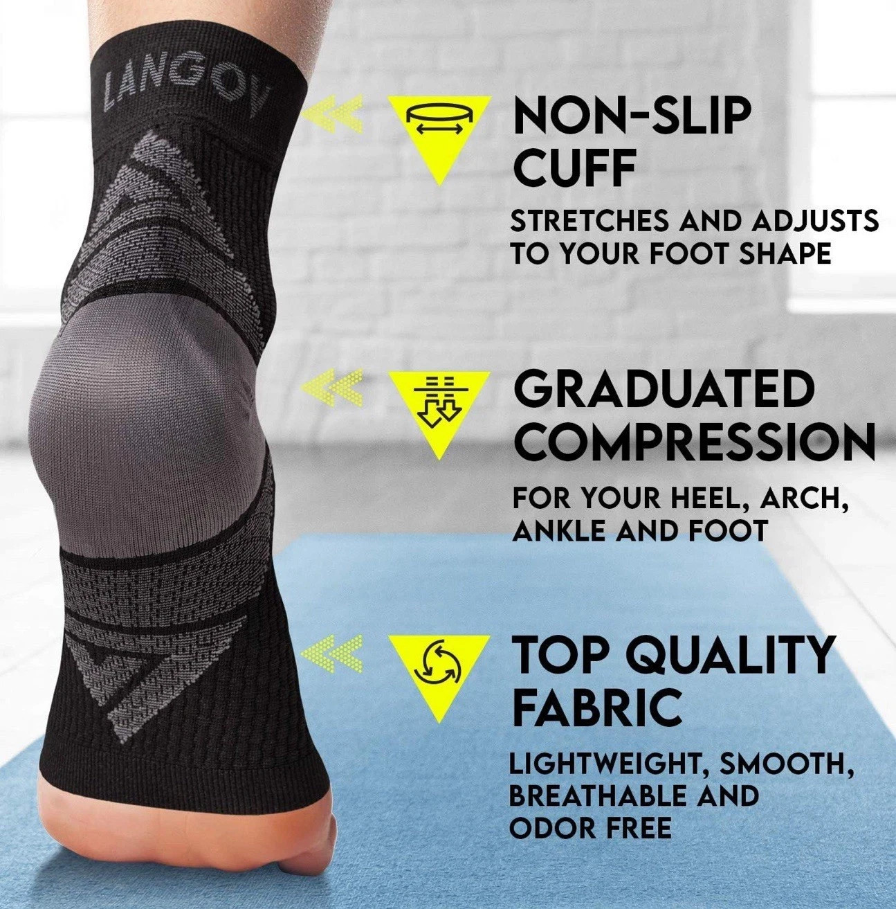Nano Socks, Neuropathy Socks (Pair) for Women & Men, Ankle Support Brace S-XL