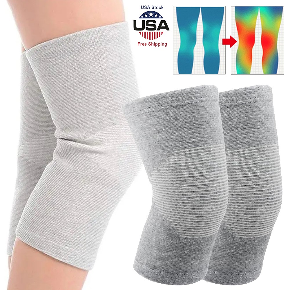 2x Bamboo Knee Compression Sleeve for Men and Women, Perfect Knee Brace for Knee