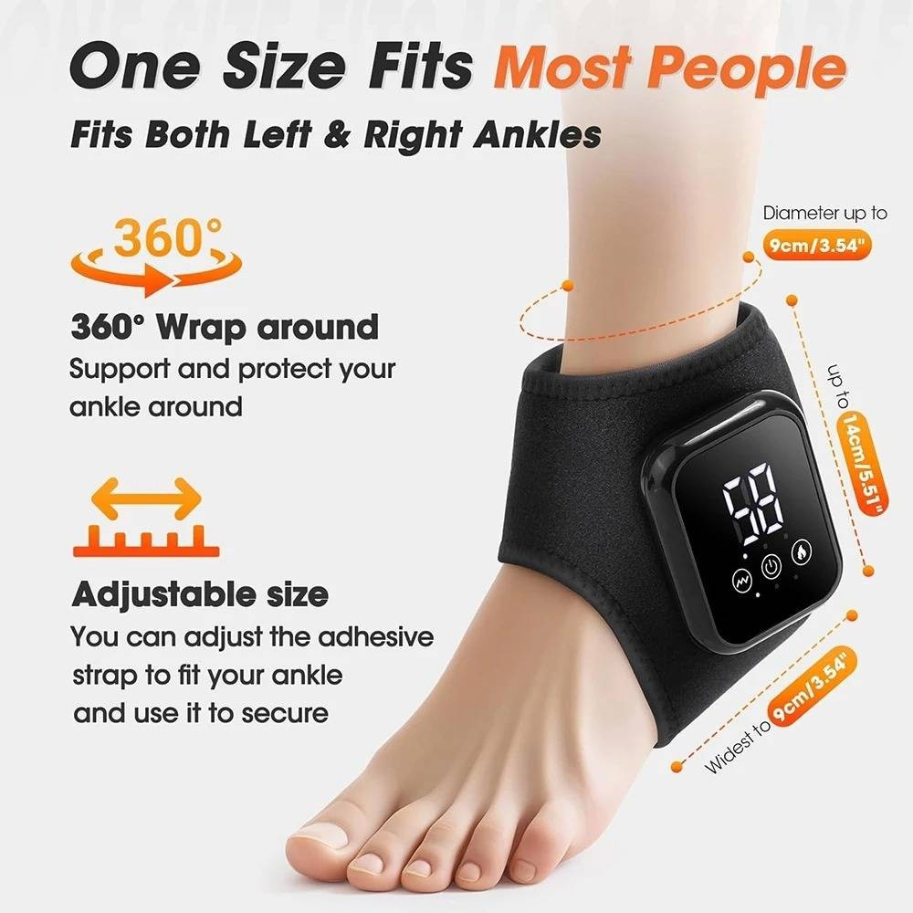 2pcs Heating Levels Heated Ankle Brace 3 Vibration Mode USB Rechargeable Foot