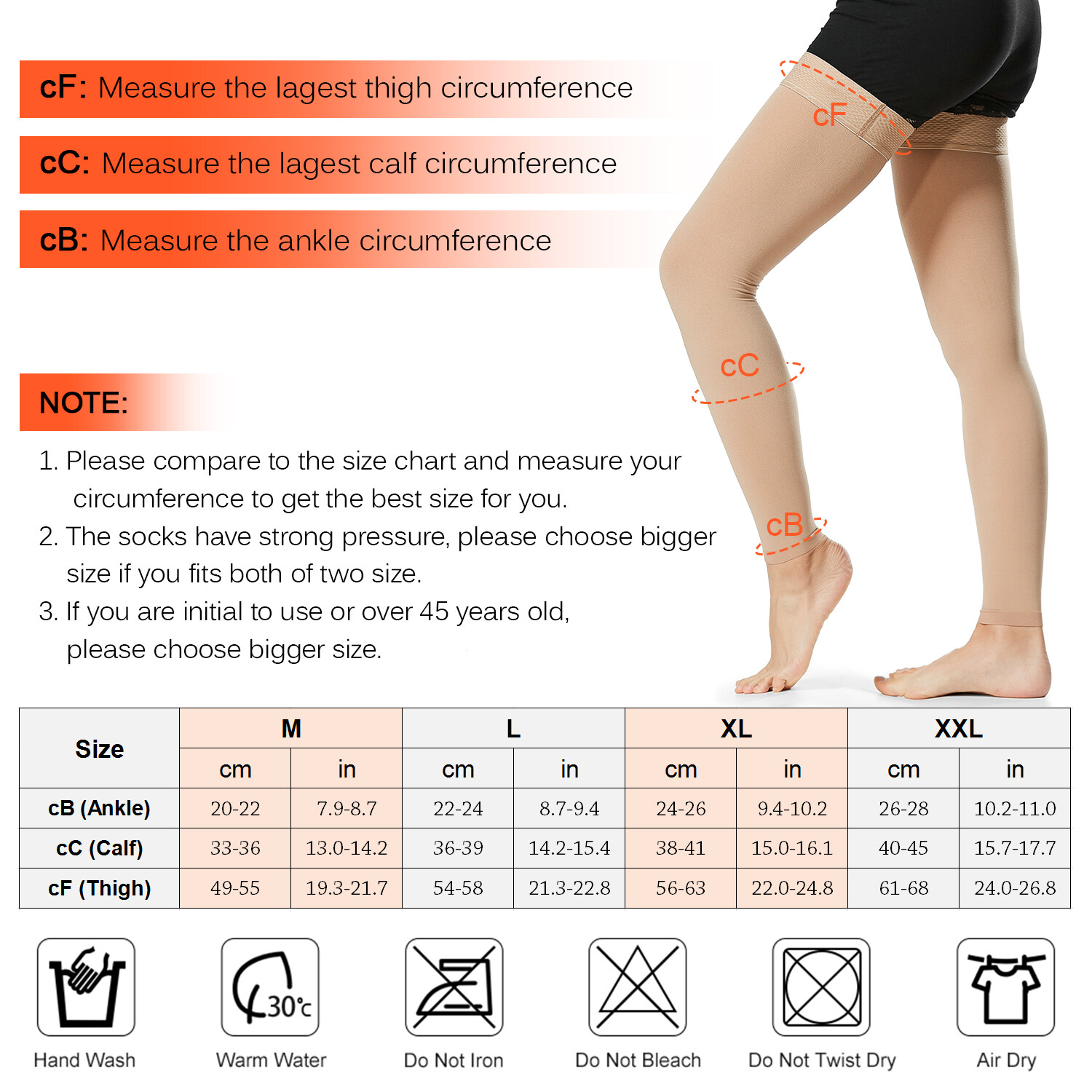 1 Pair Thigh High Socks Men Women 20-30mmHg F3I1
