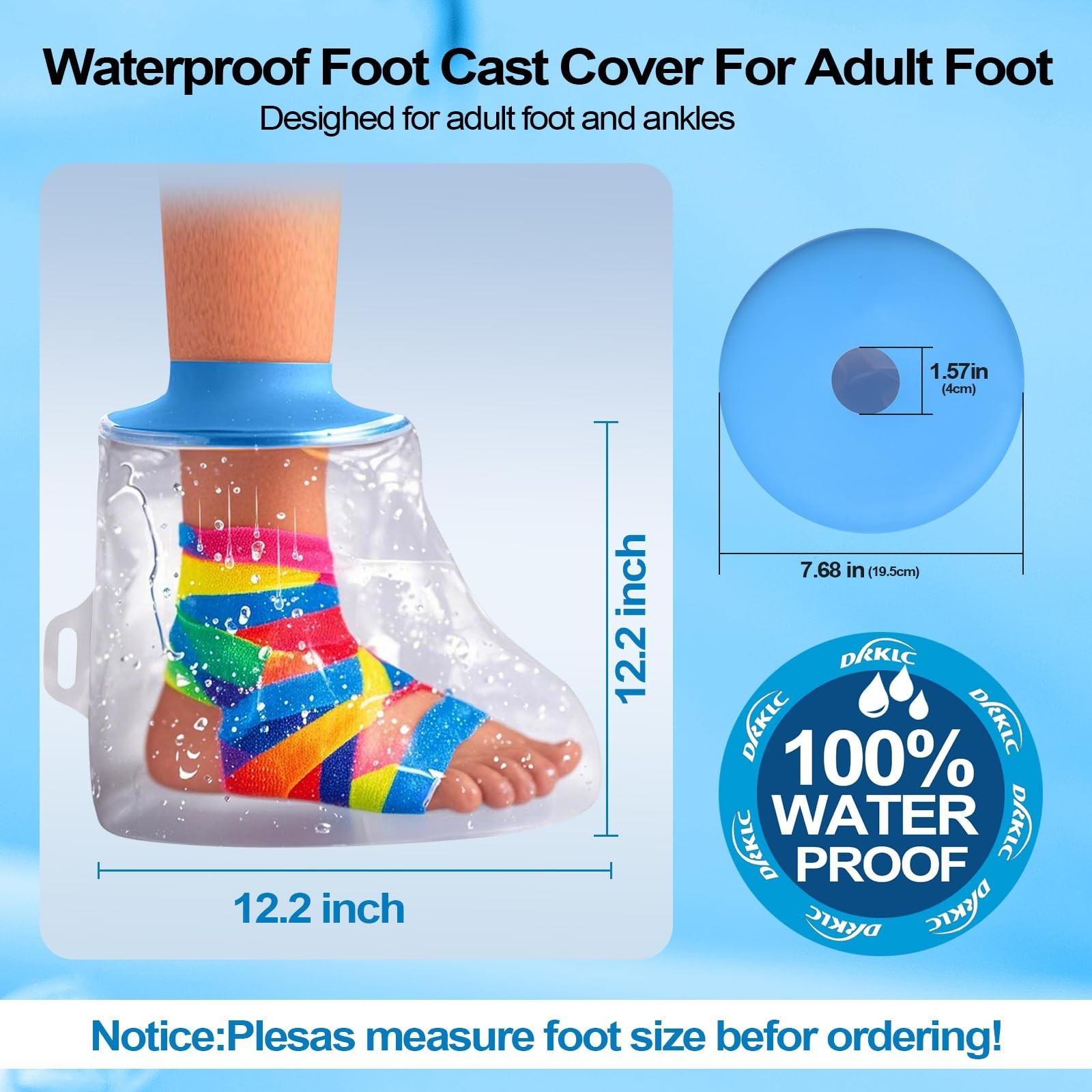 Adjustable Heel Protector Boot for Pressure Sores, Waterproof Foot Cast Cover, S