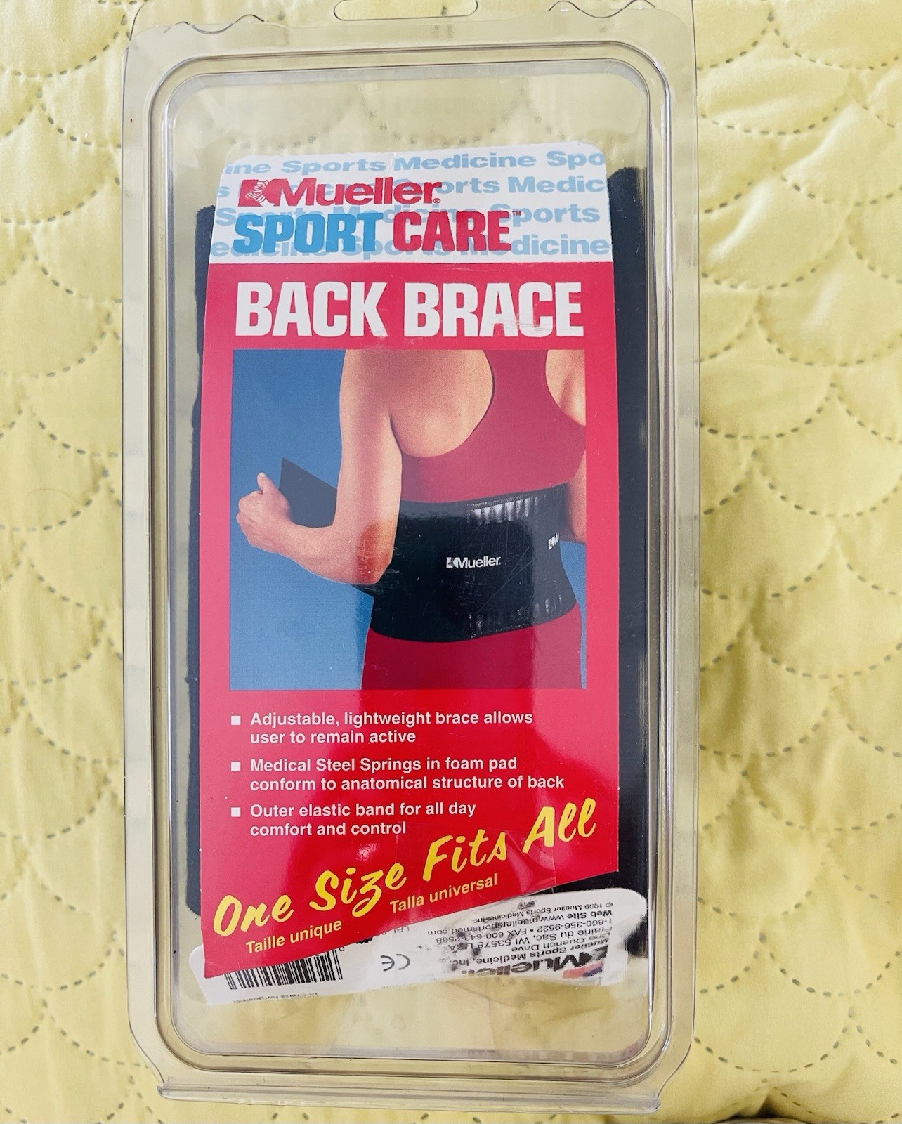Mueller Lumbar Support Back Brace One Size Regular 28-44” Never Used.