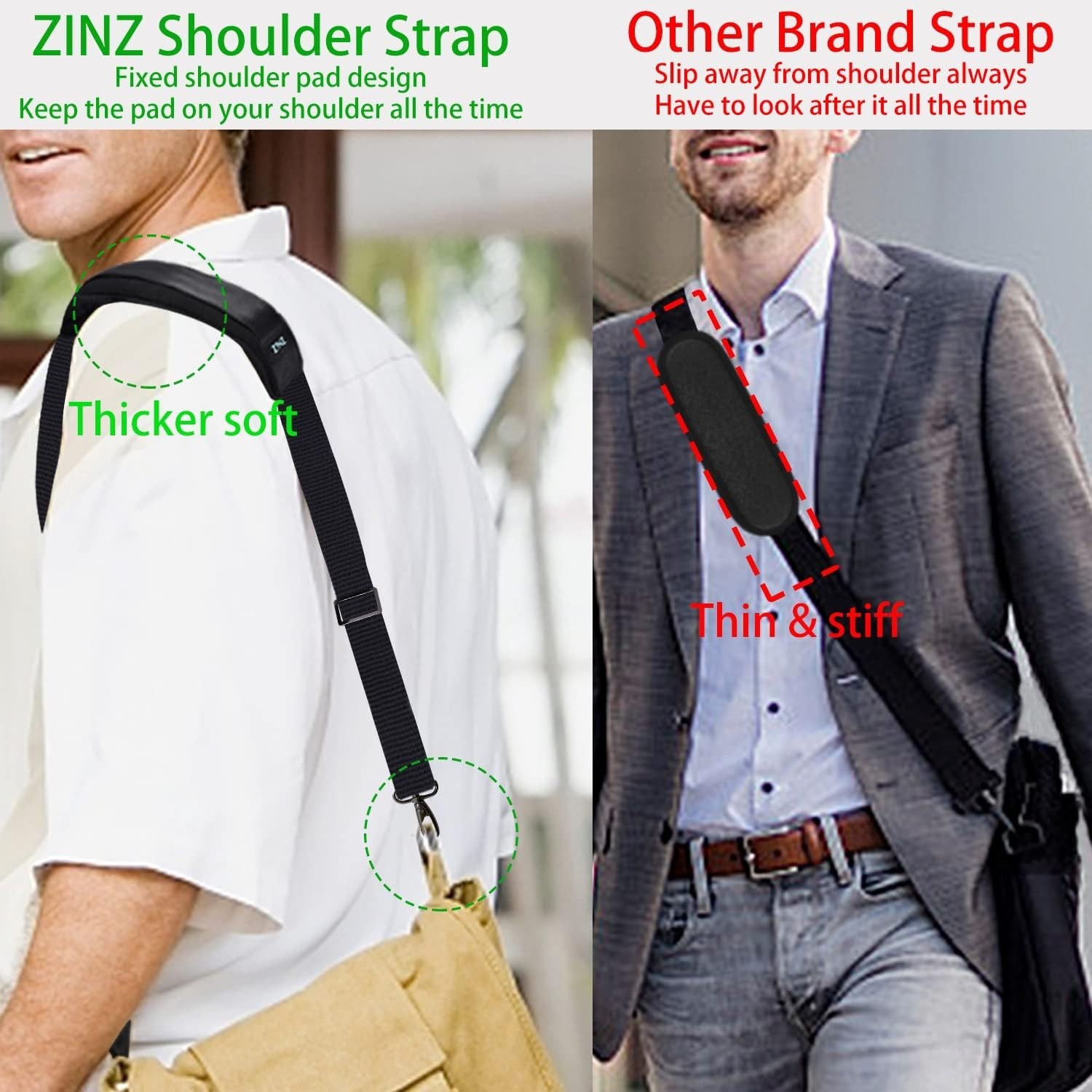 Shoulder Strap 58″ Ultra-Thick Fixed Padded and Adjustable Buckles Crossbody …